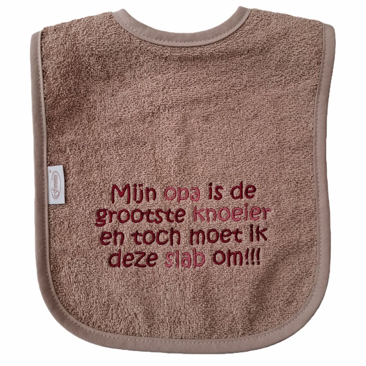 Pinkstone slab met "Mijn opa is de grootste knoeier en toch moet ik deze slab om!!!" - lief, kraamcadeautje, cadeau, babyshower, opa en oma dag, roze