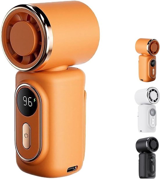 Mini Clipventilator 180° Draaibaar, 5 Snelheden, USB Oplaadbaar, Lichtgewicht Handventilator Oranje