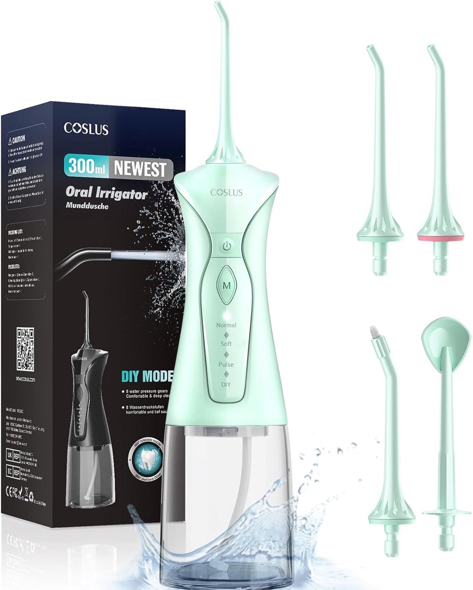 Draadloze Waterflosser & Monddouche - Elektrische Tandreiniger met 4 Modi & 300ml Reservoir