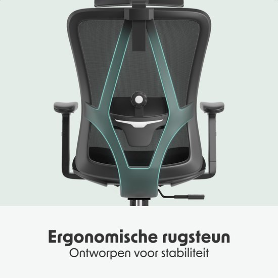 LifeGoods Ergonomische Bureaustoel - NEN1335-gecertificeerd - Gamestoel - 150kg - Office Chair - Volwassenen - Kantoorstoel - Hoofdsteun - Zwart/Chroom
