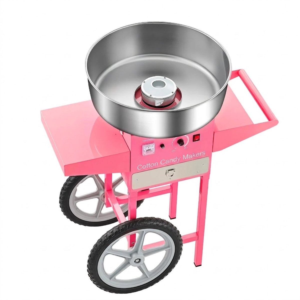 Solvix Suikerspinmachine – Suikerspin Maker met Kar – Commerciële Snoepmachine 1000W – RVS Suikerspinmachine voor Feesten en Evenementen