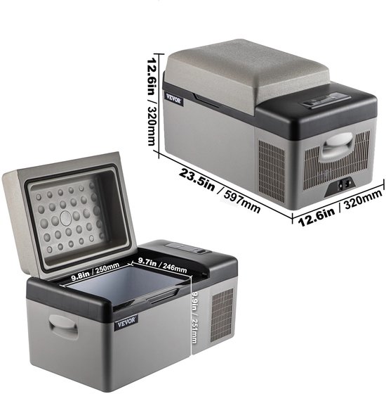 Solvix Koelbox 15L - Koelbox Elektrisch 12V 230 Volt - Elektrische Koelbox met Compressor - Mini Koelkasten - Koelkast Tafelmodel voor Auto, Camping en Thuis van Merkloos — afbeelding 2