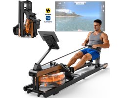 MettleMatic Roeimachine Inklapbaar Waterweerstand Roeiapparaat - Roeitrainer met Bluetooth – 180° Opklapbaar Zonder Water Af te Tappen – 160kg Draagvermogen – 98% Vormontiert