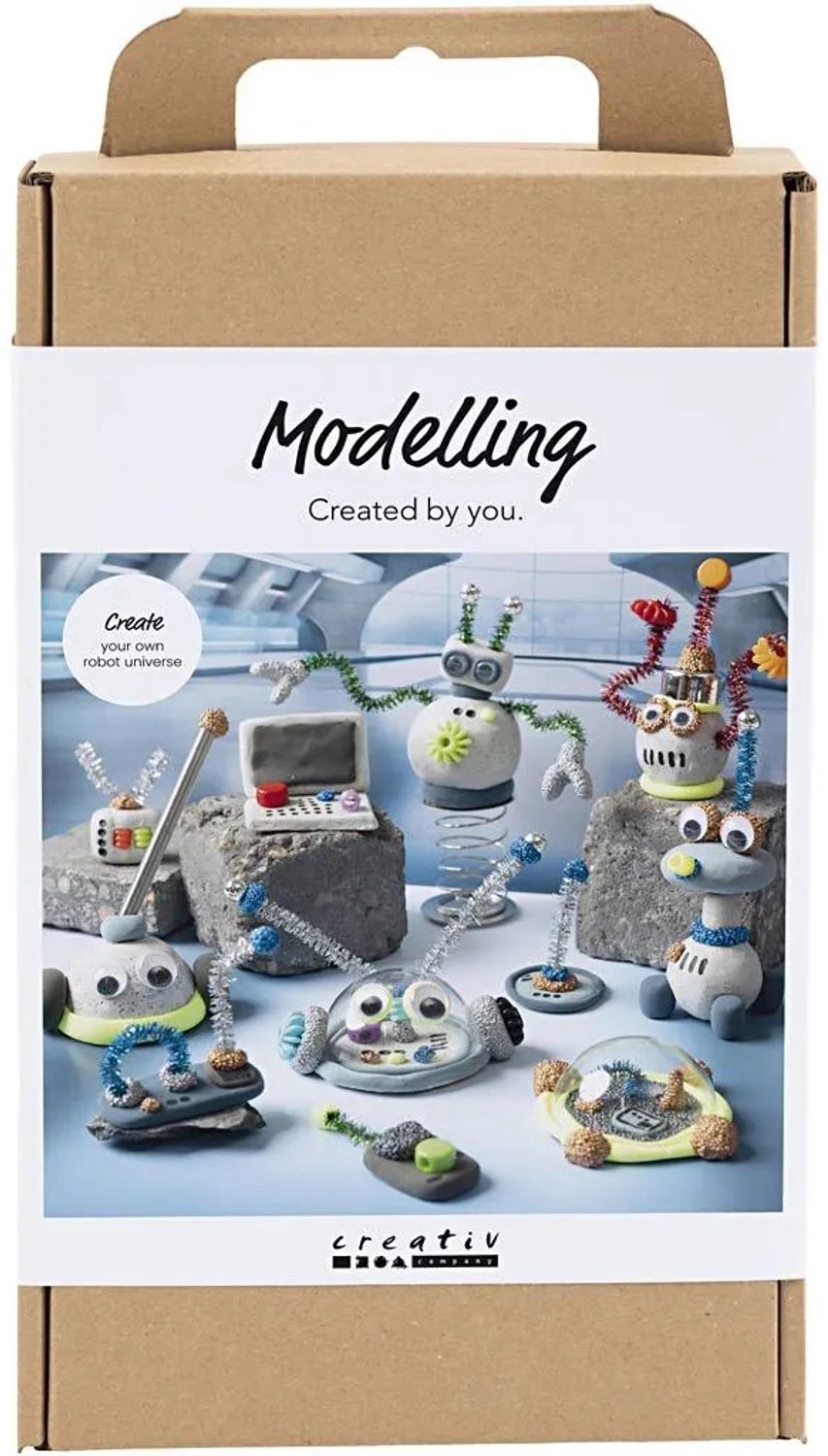 Creativ Company klei speelgoedset robot blauw rood grijs verzilverd.