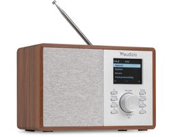 Internet radio - Audizio Cosa - FM en DAB radio - Kleine radio met Bluetooth - Wekkerfunctie - Houtlook