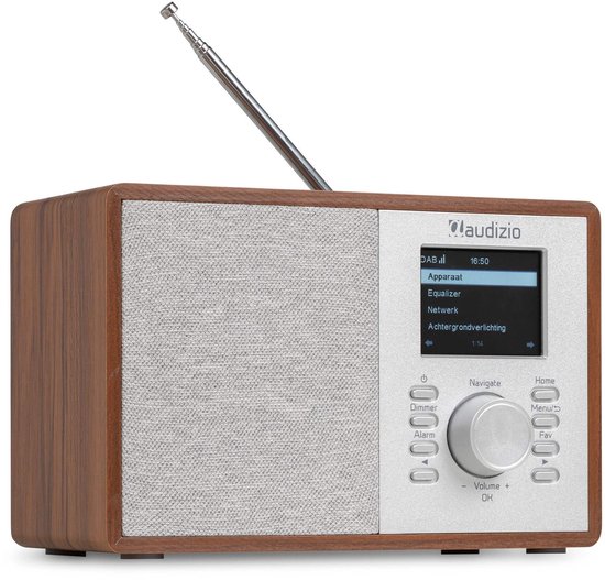 Internet radio - Audizio Cosa - FM en DAB radio - Kleine radio met Bluetooth - Wekkerfunctie - Houtlook