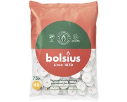 Bolsius Theelichten Wit 4 branduren - 75 stuks