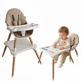 ComfyKidz 5-in-1 Meegroeistoel incl. Speeltafel - Eetstoel Baby - Houten Peuterstoel - MultiSeat Latte - Bruin/ Wit - Vanaf 6 maanden tot c.a. 6 jaar