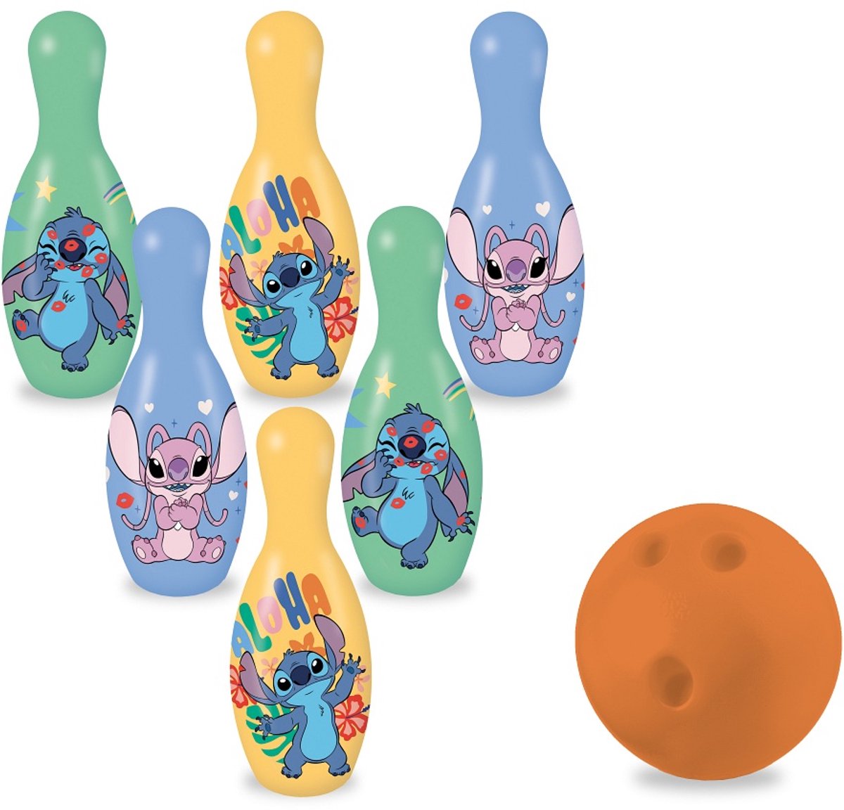 Mondo Stitch bowlingset voor kinderen - kleurrijk kunststof speelgoed.