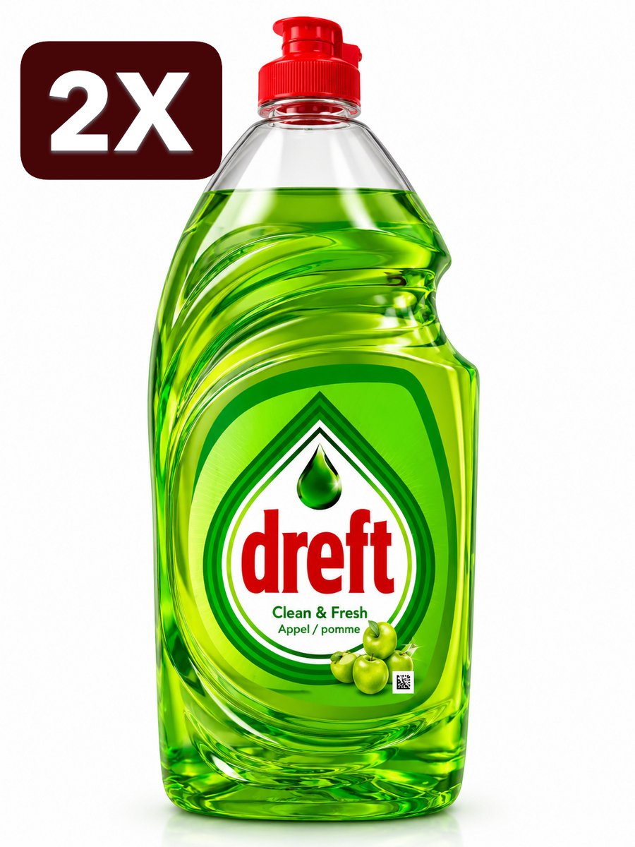 2 x Dreft - Afwasmiddel - Clean & Fresh - Appel - 1015ml
