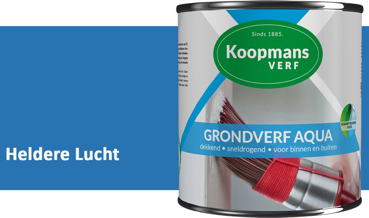 Koopmans Grondverf Aqua – Watergedragen Biobased Grondverf voor Hout & Metaal – Binnen en Buiten – Heldere Lucht – 750 ml