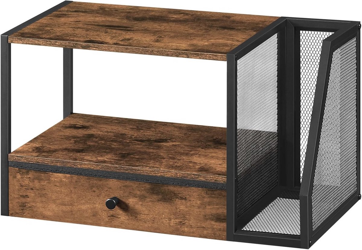 Multifunctionele Printertafel met Lade - Mobiele Stand voor Thuiskantoor, Faxapparaat en Scanner - Rustiek Bruin