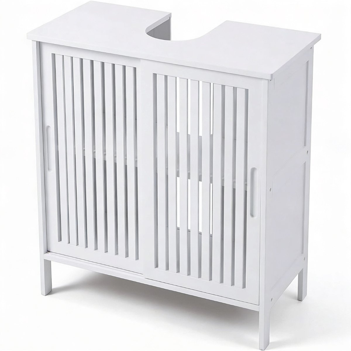 Wastafelonderkast Wit Ruimtebesparend Badkamermeubel Met Moderne Uitstraling – Onderkast Wastafel 60 x 30 x 60 cm Voor Extra Opbergruimte In De Badkamer – Badkamermeubel Stevig en Praktisch Ontwerp