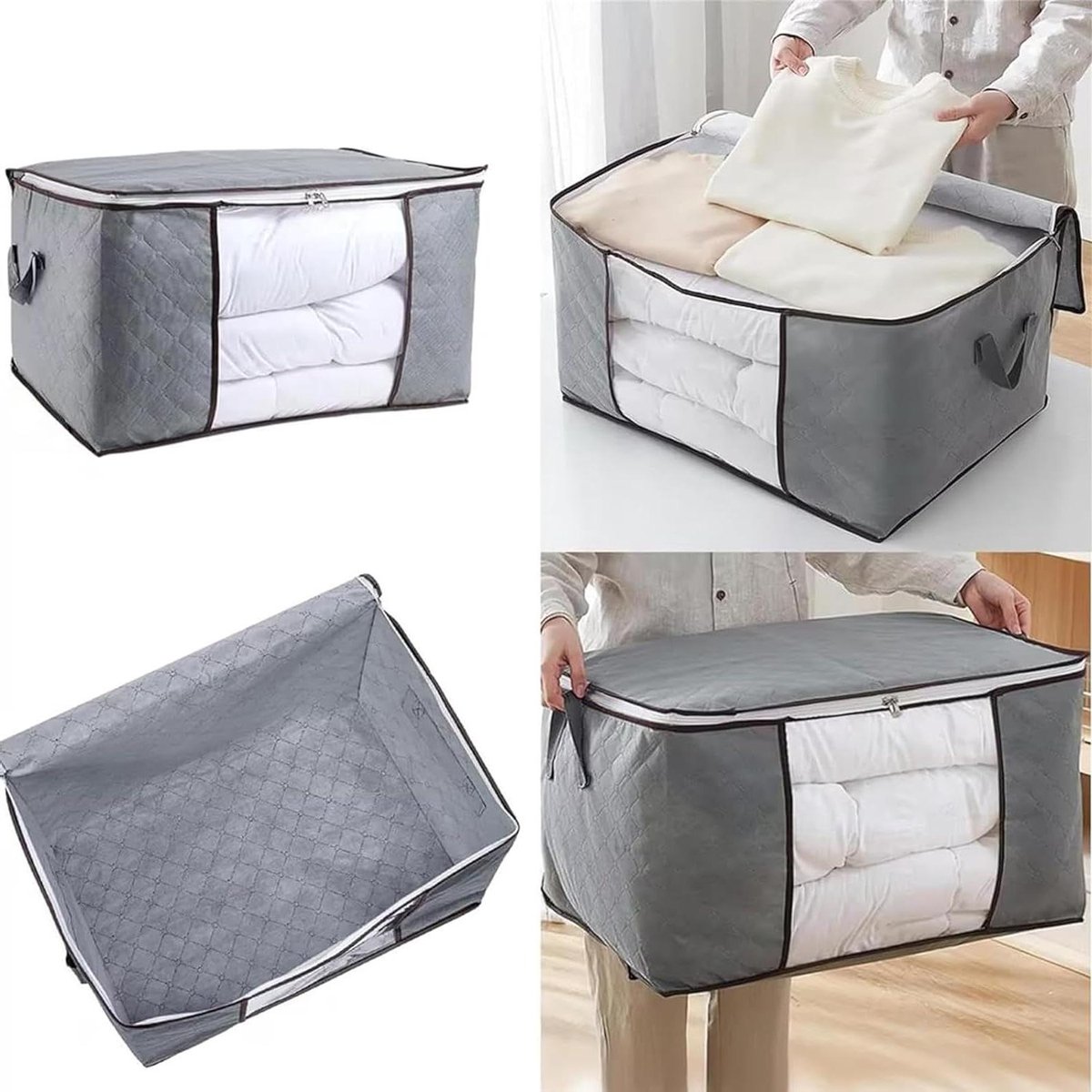 Opbergtas Dekbed - Kleding organizer - Ruimte besparen - Met handgrepen - 2 stuks - Meerkleurig