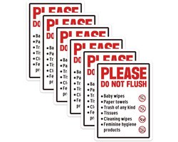 stuks stickers met de tekst 'Niet doorspoelen', 'Doe-het-zelf'-bord en 'Niet doorspoelen'-bord met 'Niet doorspoelen'-bord voor openbare toiletten. Herinneringsstickers