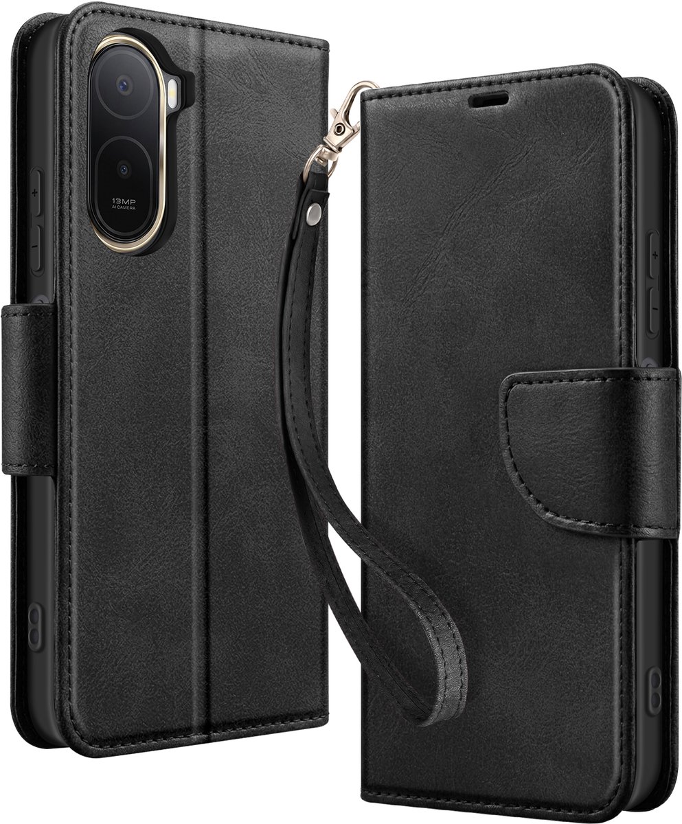 Avizar Etui Geschikt voor Redmi A7 Pro Retro Stijl met Standaard, Zwart