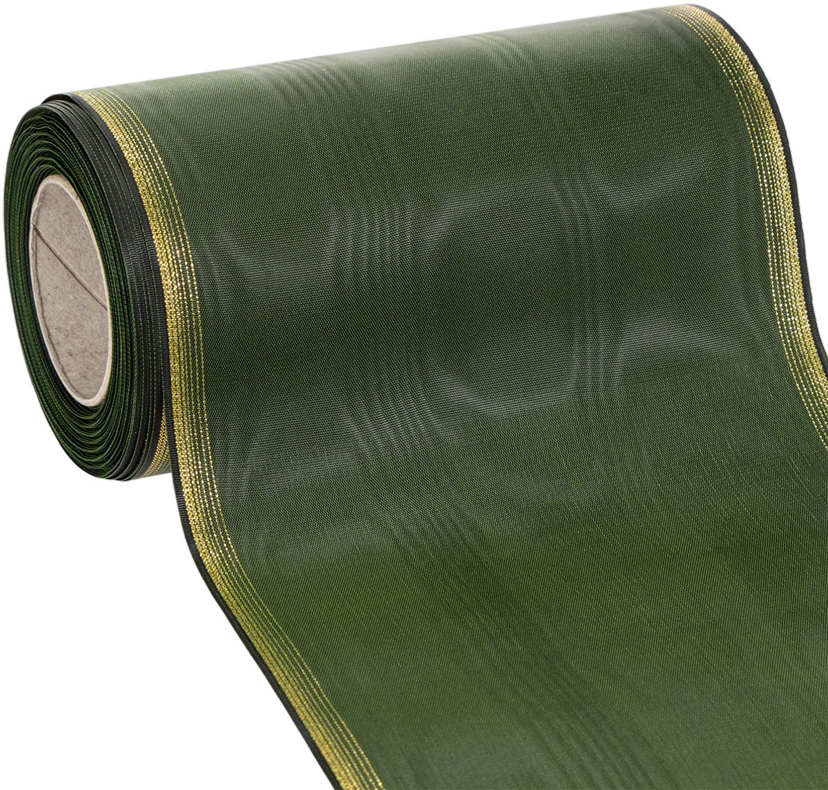 Elegant moiré kranslint, 175 mm, donkergroen met parelrand en taftweef