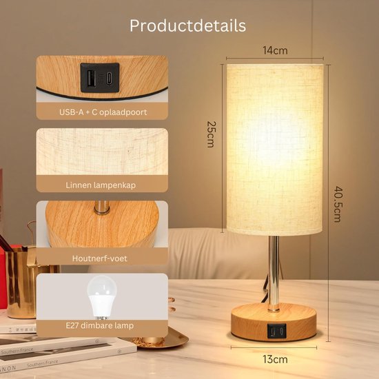 HEZIVO® Bedlampjes Hoofdbord - Leeslamp voor in Bed - Nachtlampje Slaapkamer - Lamp op Nachtkastje - Met USB-C Poort - Set van 2 van Merkloos — afbeelding 3