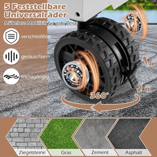 Bolderkar Opvouwbaar - Tuinwagen Campingwagen - Spullen Vervoeren - Uitbreidbare Opslagruimte - 150 liter - Wit — afbeelding 3