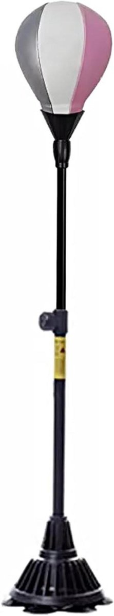 Boksbal - Reflexbal Trainingsbal - Stress Verlichten - In Hoogte Verstelbaar - 120-160cm - Roze-Wit-Zilver