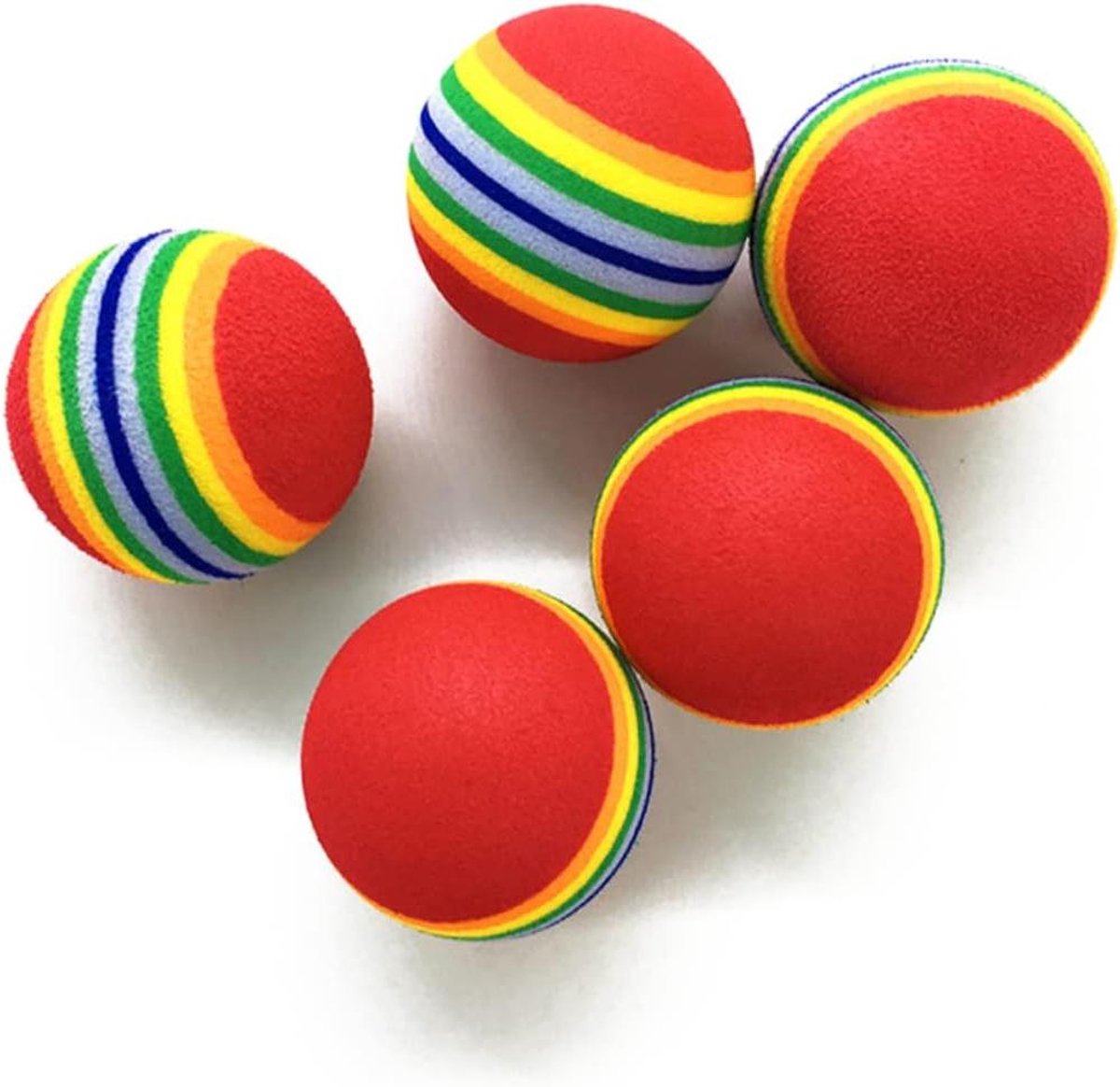 Hondenspeelgoed Ballen - Interactief Speelgoed - Hondentraining - Zacht EVA Materiaal - 3.5 cm Diameter - Regenboog