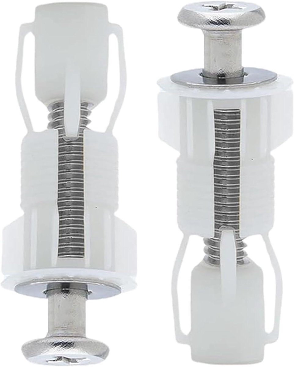 Bevestigingsset Toilet - WC Schroeven - Badkamer Reparatie - Roestvrij Staal Nylon - 4.5 cm - Wit
