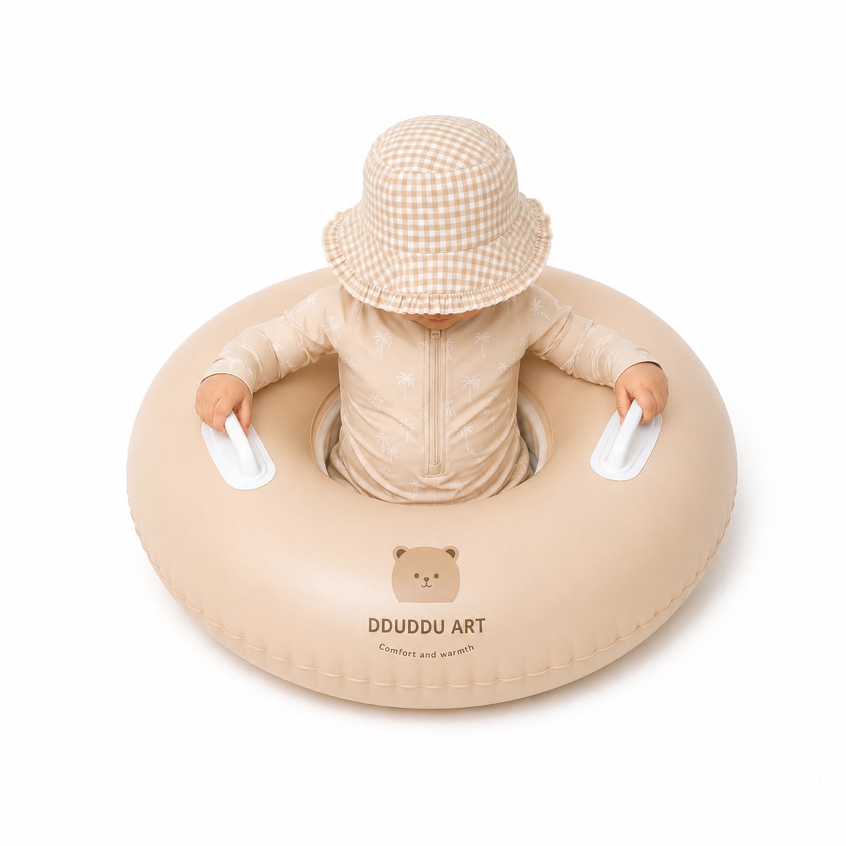 BRD Zwemring Beige Beer 65 cm - Zitje - Handgreep - Opblaasbaar - 2 tot 6 j