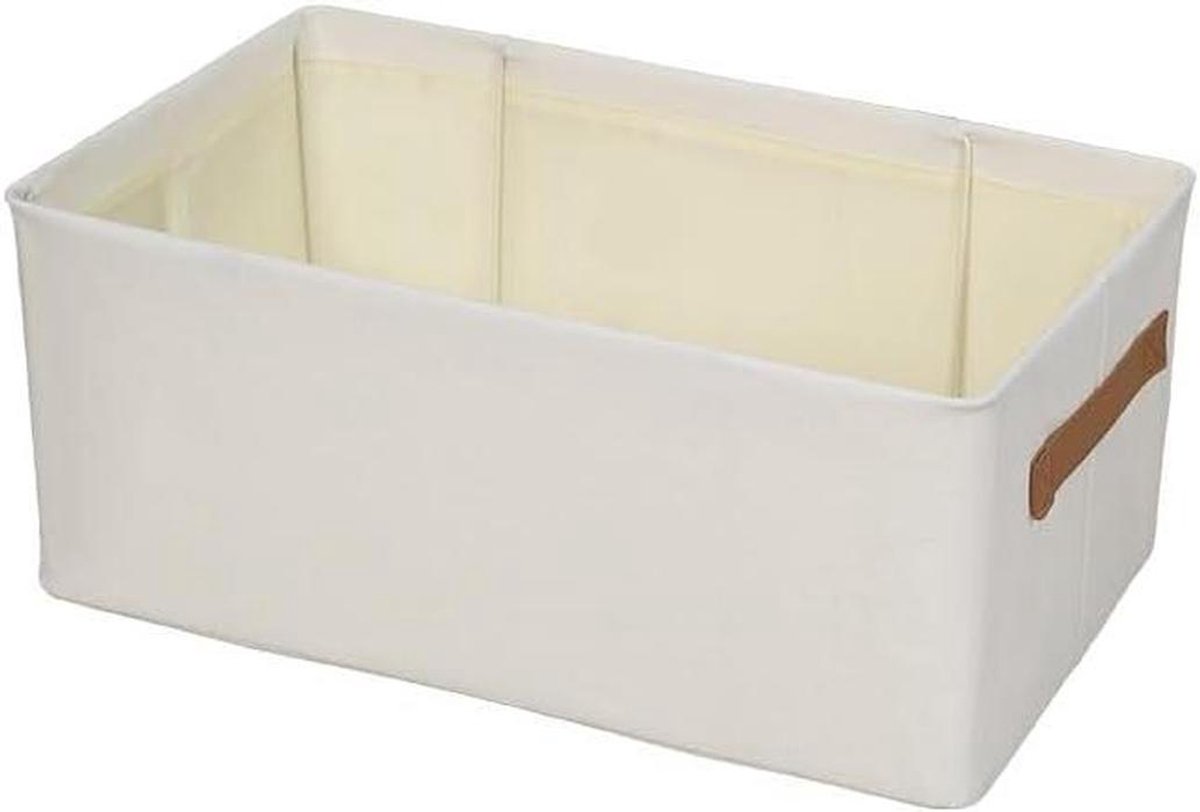 Opbergmand - Opbergbox Mand - Huis Organiseren - Stevige Handgrepen - 47x28x20 cm - Wit
