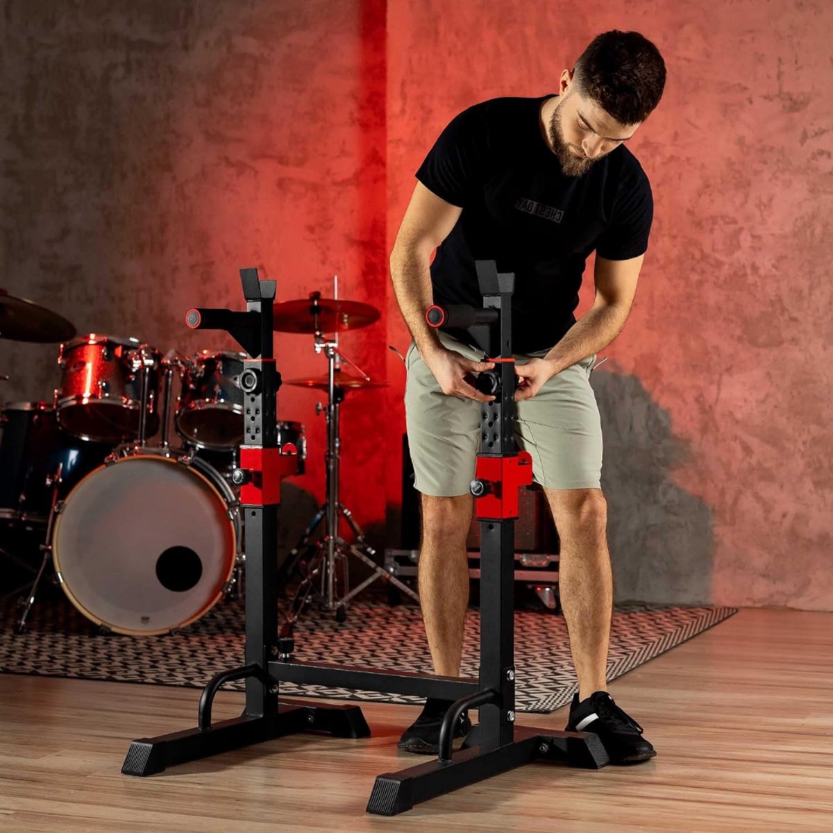 YOR® Squat Rack - Squat Wedge - Power Rack - Zwart - ‎28cm x 128cm x 140cm thumbnail 5