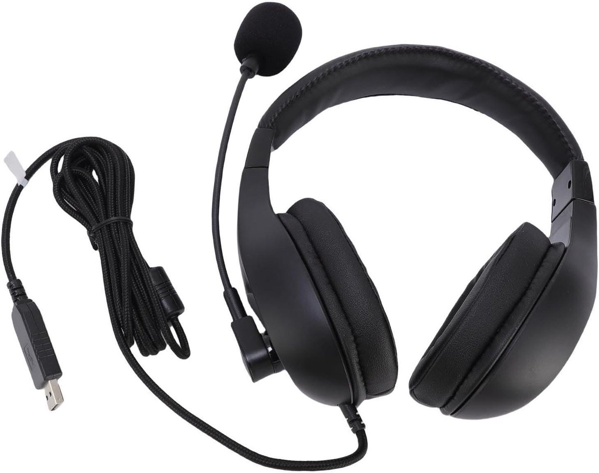 USB Headset - Computer Hoofdtelefoon - Online Lessen - Verstelbare Zwanenhalsmicrofoon - 2.8m Kabel - Zwart