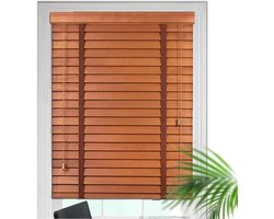 Houten Jaloezieën - Horizontale Blinds - Privacy Creëren - 50mm Lamelbreedte - 130x200cm - Natuurlijk Hout