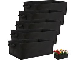5 Stuks Plantenzakken - 30L Vliesstof Grow Bags - 50x30x20cm - Ademend en Versterkt - Voor Groenten en Bloemen op Balkon - Zwart