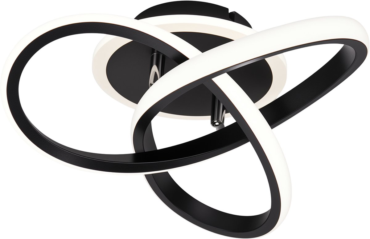 Lemlit LED Plafondlamp met Ringen 21W - Moderne Plafondverlichting met 3 Kleurtemperaturen - 2100 Lm met Geheugenfunctie - voor Woonkamer Slaapkamer Keuken en Hal - Zwart