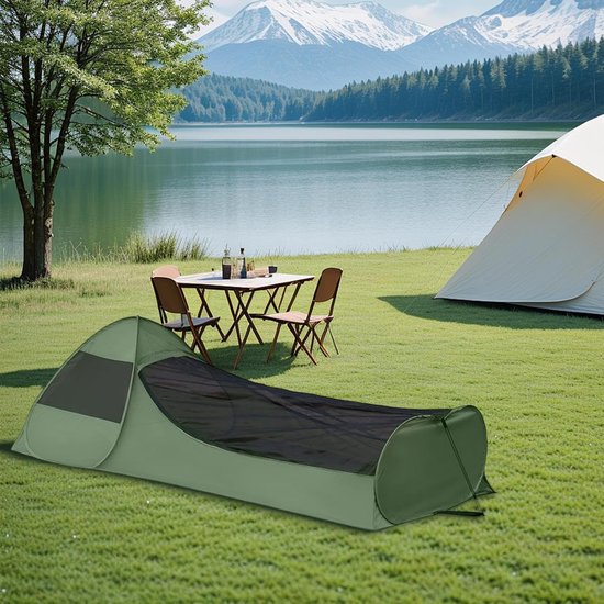Pop-up Tent - Kampeertent Slaaptent - Outdoor Kamperen - Snelle Installatie - 220 x 105 x 75 cm - Legergroen — afbeelding 3