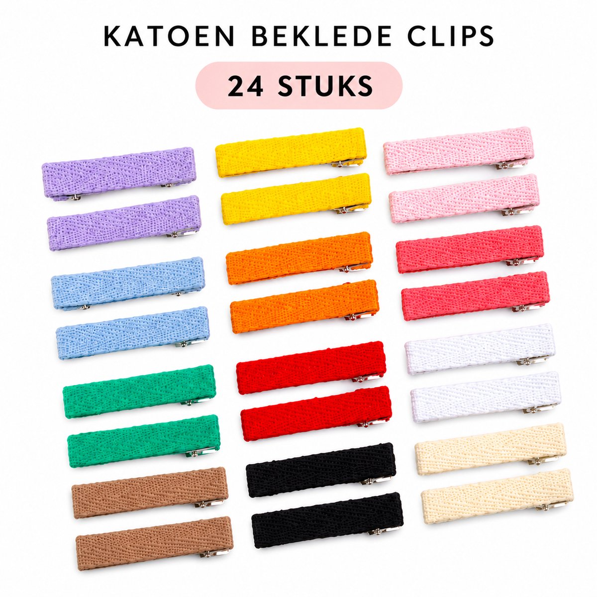 Haar In Stijl® Stoffen Haarclips 24 Stuks 5 cm Styling Haarclips