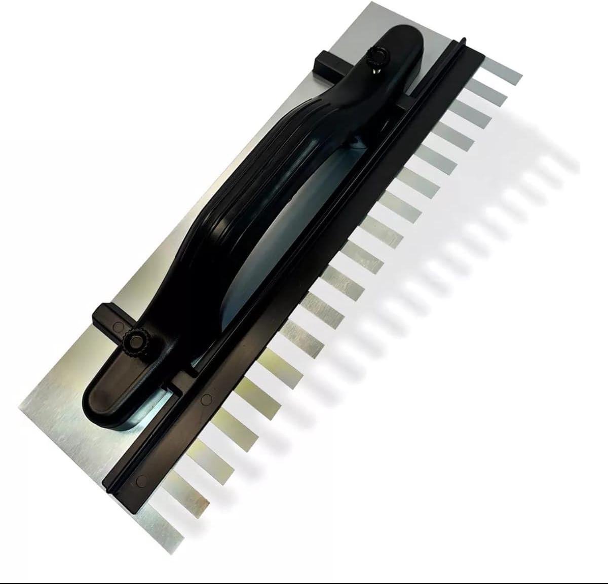 Verstelbare Tand Troffel - Afwerktroffel Metseltroffel - Vloeren Egaliseren - Nauwkeurige Hoogteverstelling - 270 x 120 mm - Zilver