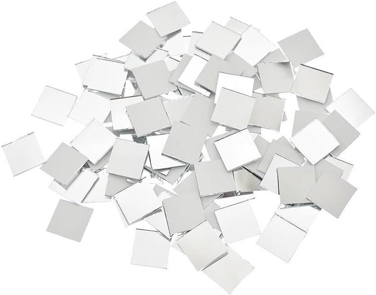 Mozaïektegels Glas - Spiegel Mozaïek - Creatief Knutselen - Kleine Vierkante Vorm - 100 stuks - Gemengde Kleuren