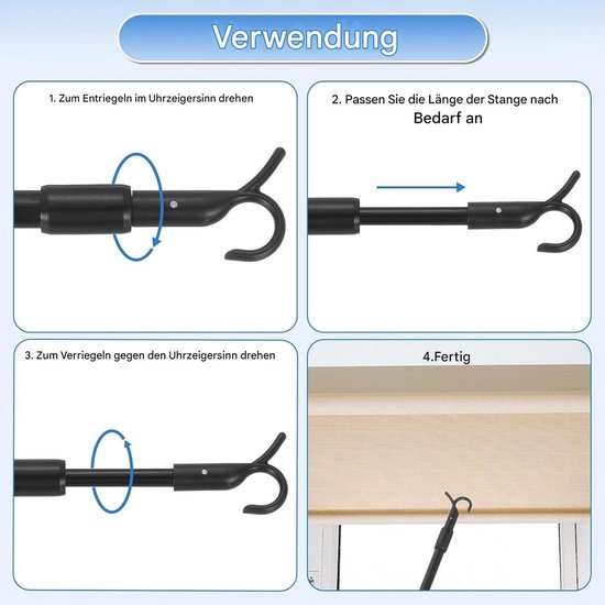 Telescopische Raamstang - Bedieningsstang Raam - Dakramen Openen - Verstelbaar Lengte - 1.2 - 2.0 m - Zilver — afbeelding 5