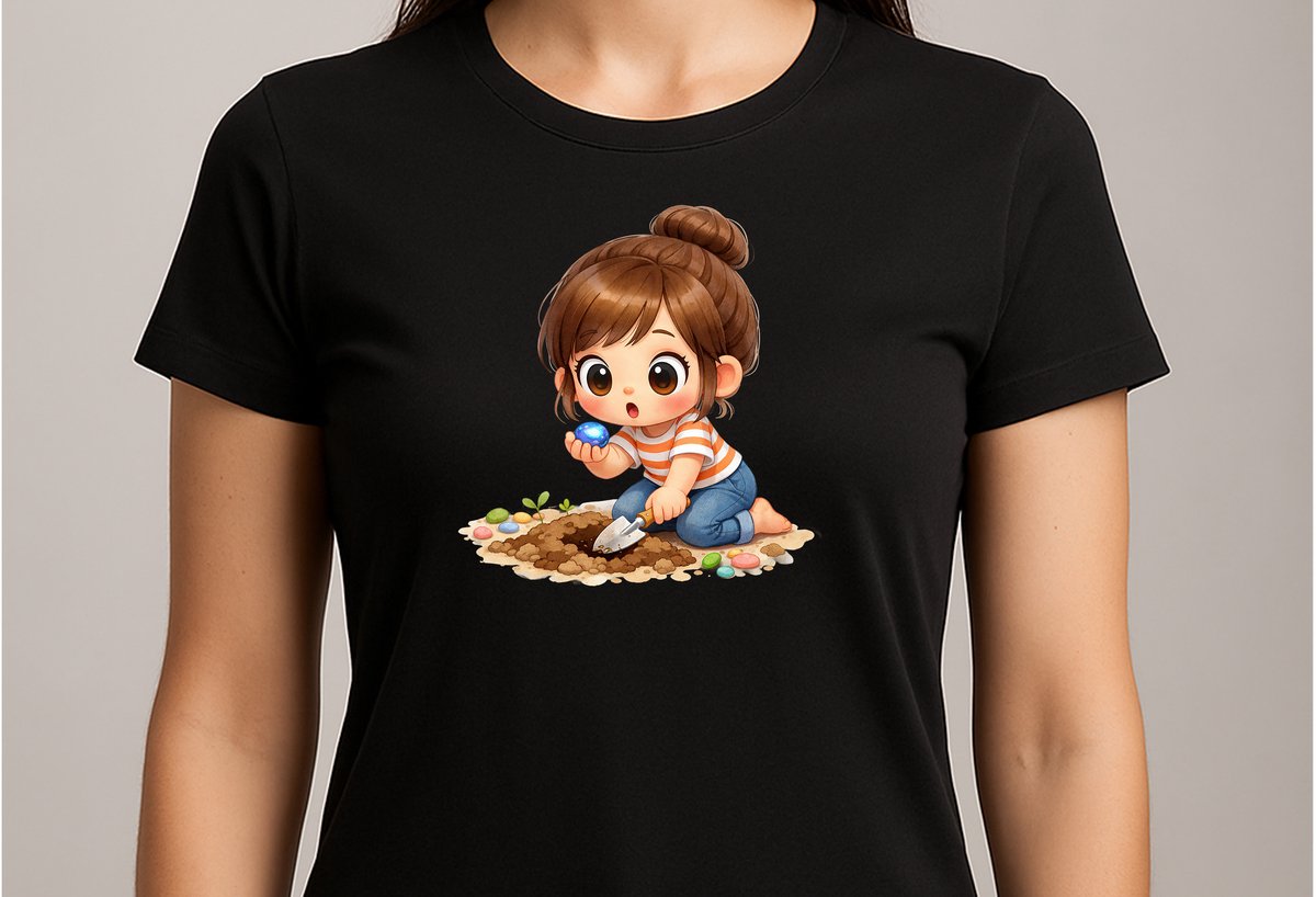 Schattig Meisje in Waterverf Stijl - T Shirt - cute - kawaii - Gift - Cadeau - schattig - schattigdesign - liefdesign - pastelkunst - Funny