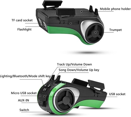 VHV - Fietsverlichting Bluetooth Speaker - LED Fiets Koplamp met Stuurhouder - 400 mAh accu, IPX5 waterbestendig, powerbank functie - voor Mountainbike, E-bike, Stadsfiets en Outdoor Ritten — afbeelding 3