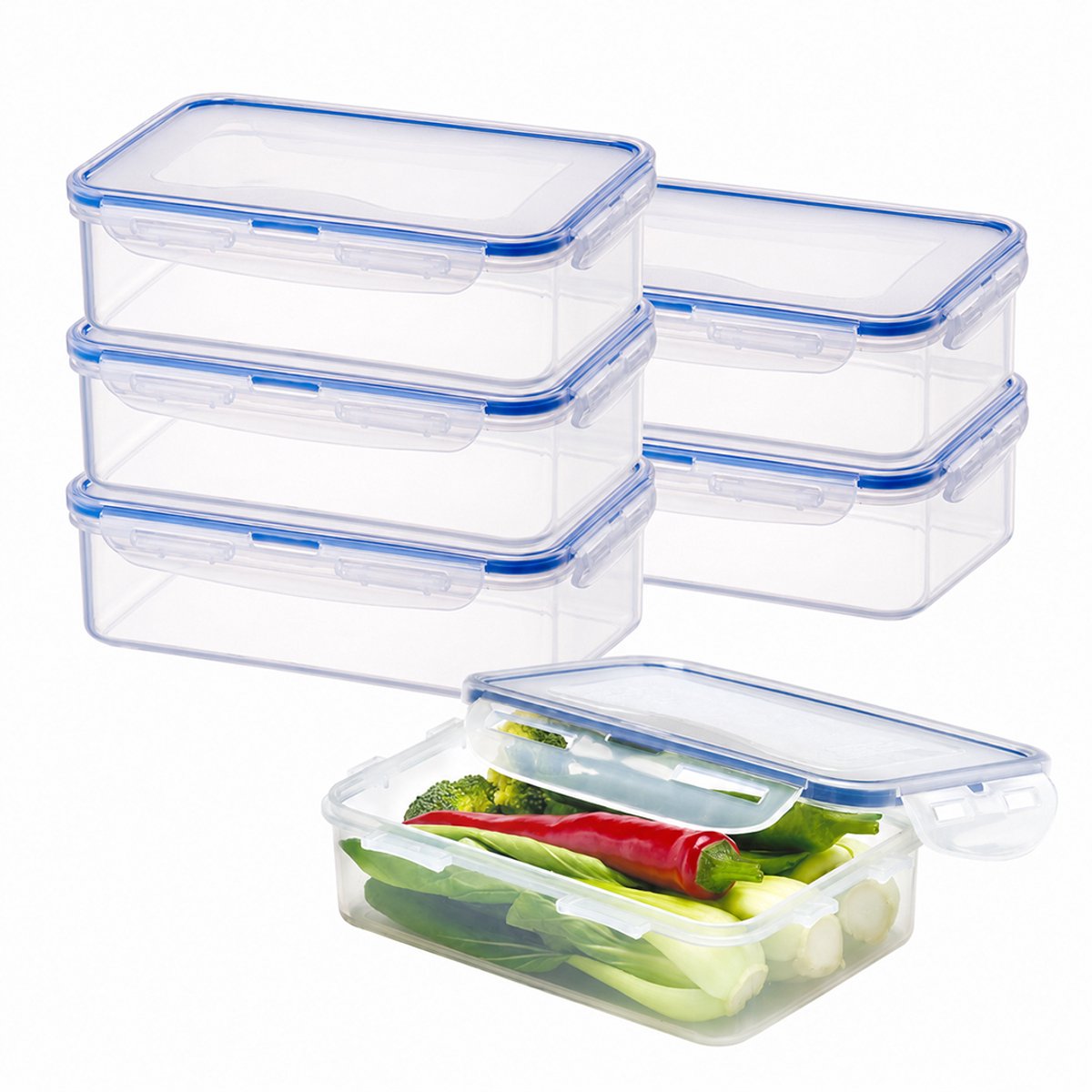 Lock&Lock Diepvriesbakjes - Meal prep bakjes - Vershoudbakjes - 550 ml - Set 6 stuks - 100% Lekvrij - BPA vrij - PFAS vrij - Magnetron bakjes met deksel - Diepvriesdozen - Bewaarbakjes - Vershouddoos - Transparant — afbeelding 1