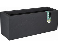Plantenbak voor tuin 80 cm – Rechthoekige Bloempot 40x80x40 cm – Kunststof in Betonlook – Antraciet – Voor Binnen en Buiten