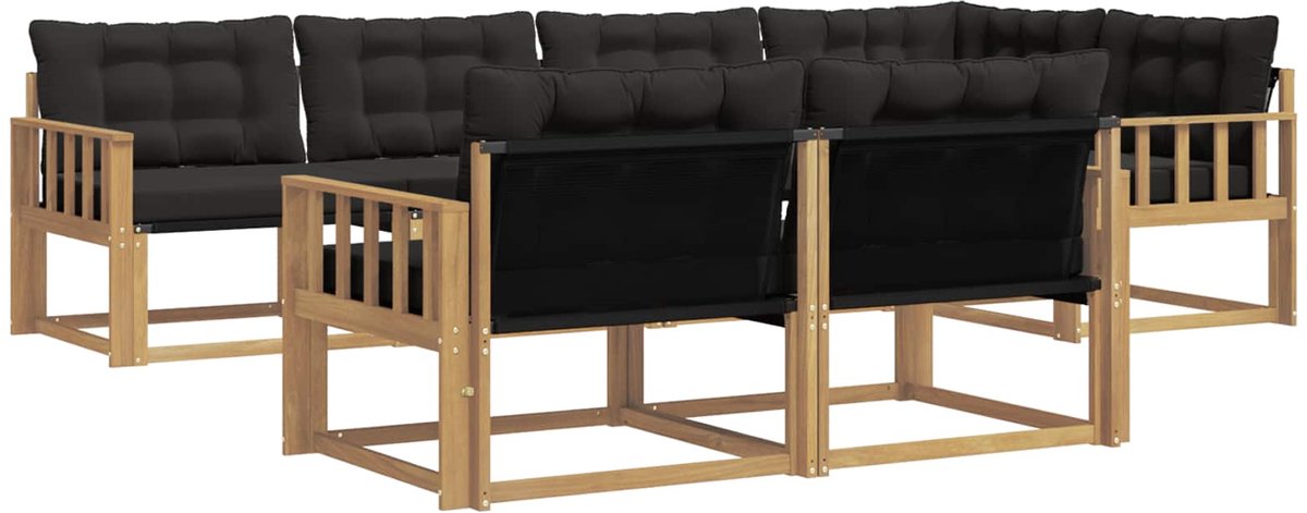 vidaXL Buiten - bank - set - 7 - st - Wit - en - zwart Wit en zwart