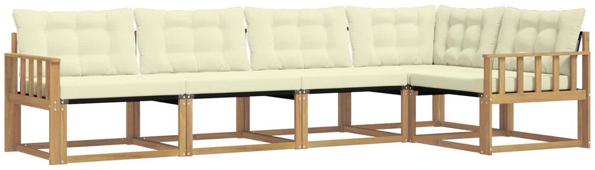 vidaXL Buiten - bank - set - 5 - st - Wit - en - crèmekleurig Wit en crèmekleurig