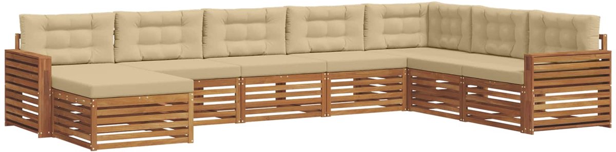 vidaXL Buiten - bank - set - 8 - st - 7-zits - Natuurlijk - en - Beige Natuurlijk en Beige