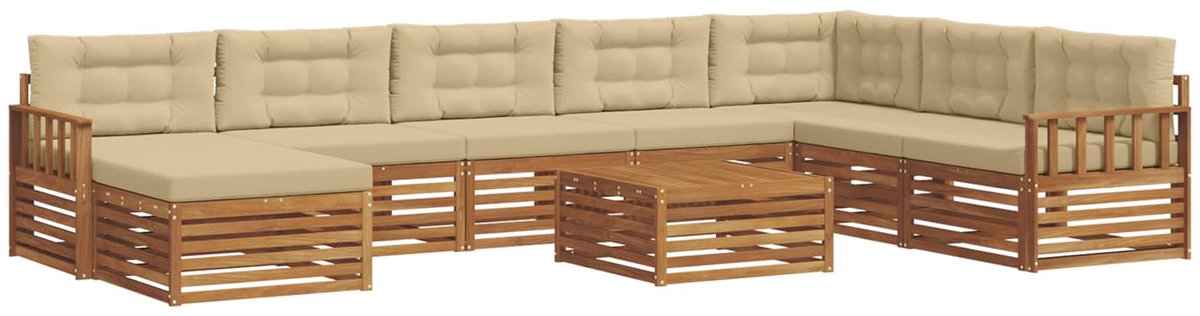 vidaXL Buiten - bank - set - 9 - st - 7-zits - Natuurlijk - en - Beige Natuurlijk en Beige