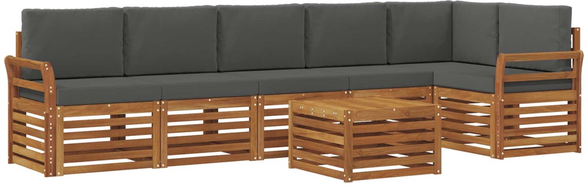 vidaXL Buiten - bank - set - 7 - st - Natuurlijk - en - Antraciet - Polyester Natuurlijk en Antraciet