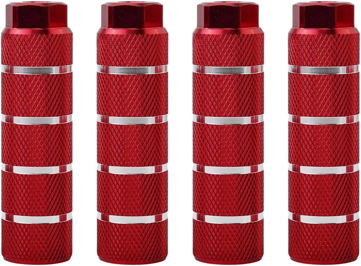Fietsvoetsteunen - Fietspennen Achteras - Extra Grip - Aluminiumlegering - 4 stuks - Rood