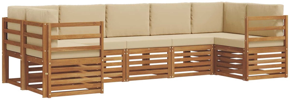 vidaXL Buiten - bank - set - 7 - st - 7-zits - Natuurlijk - en - Beige Natuurlijk en Beige