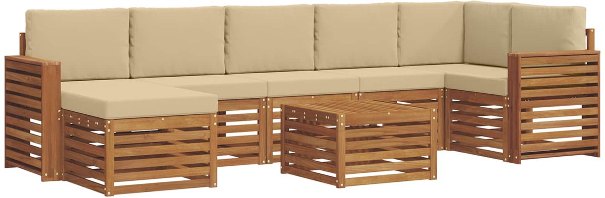 vidaXL Buiten - bank - set - 8 - st - 8-zits - Natuurlijk - en - Beige Natuurlijk en Beige